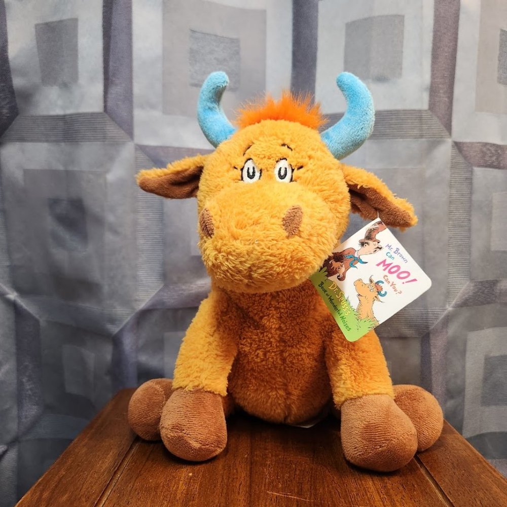 New Mr. Brown Can Moo Plush Cow Soft Stuffed Animal Dr. Seuss 12" Doll EASTER